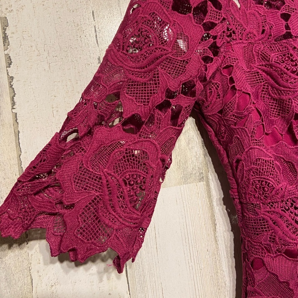 Lulus A Fine Romance Magenta Lace Sheath Mini Dress Medium - Picture 5 of 13